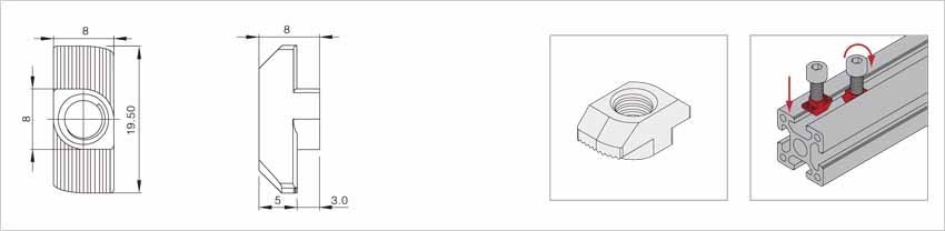 鋁型材專(zhuān)用T型螺母使用方式