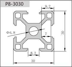 3030工業鋁型材二維圖 3030工業鋁型材二維圖