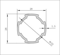 D28-A鋁合金精益管型材二維圖 D28-A鋁合金精益管型材二維圖