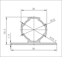 D28-D鋁合金精益管型材二維圖 D28-D鋁合金精益管型材二維圖