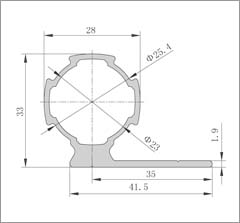 D28-E鋁合金精益管型材二維圖 D28-E鋁合金精益管型材二維圖