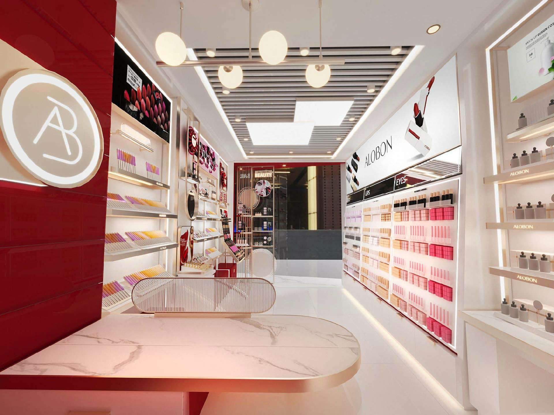 鄭州商場(chǎng)化妝品店裝修設(shè)計(jì)效果圖