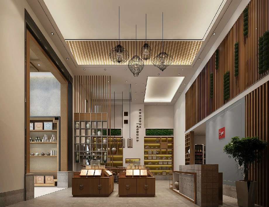 中式風格茶葉店裝修設(shè)計效果圖