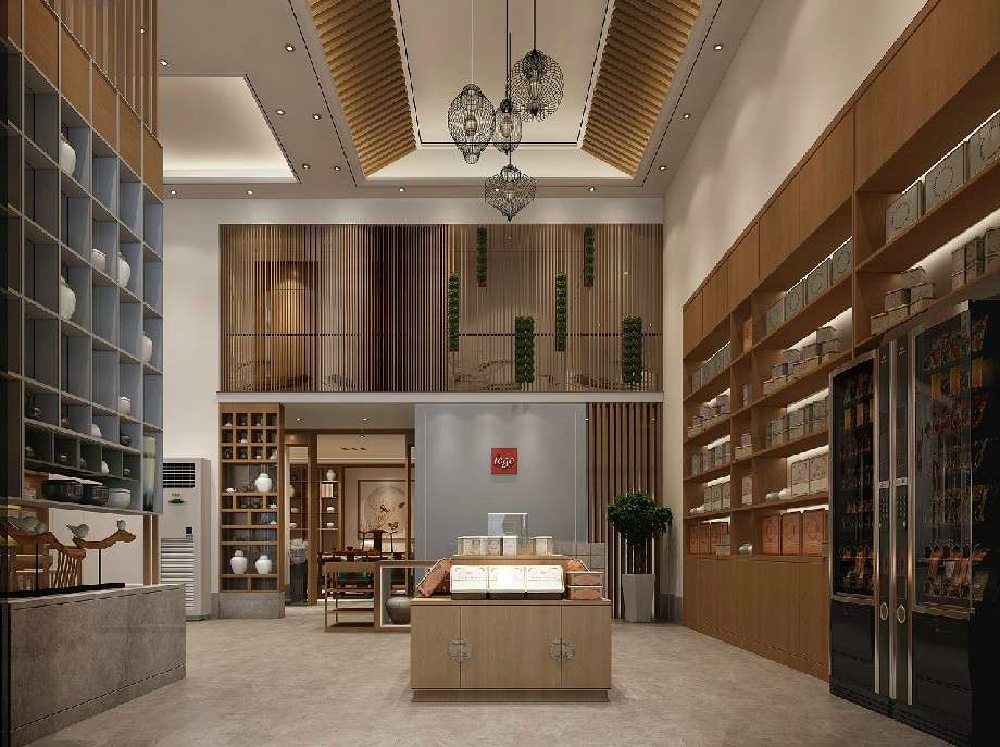中式風格茶葉店裝修設(shè)計效果圖