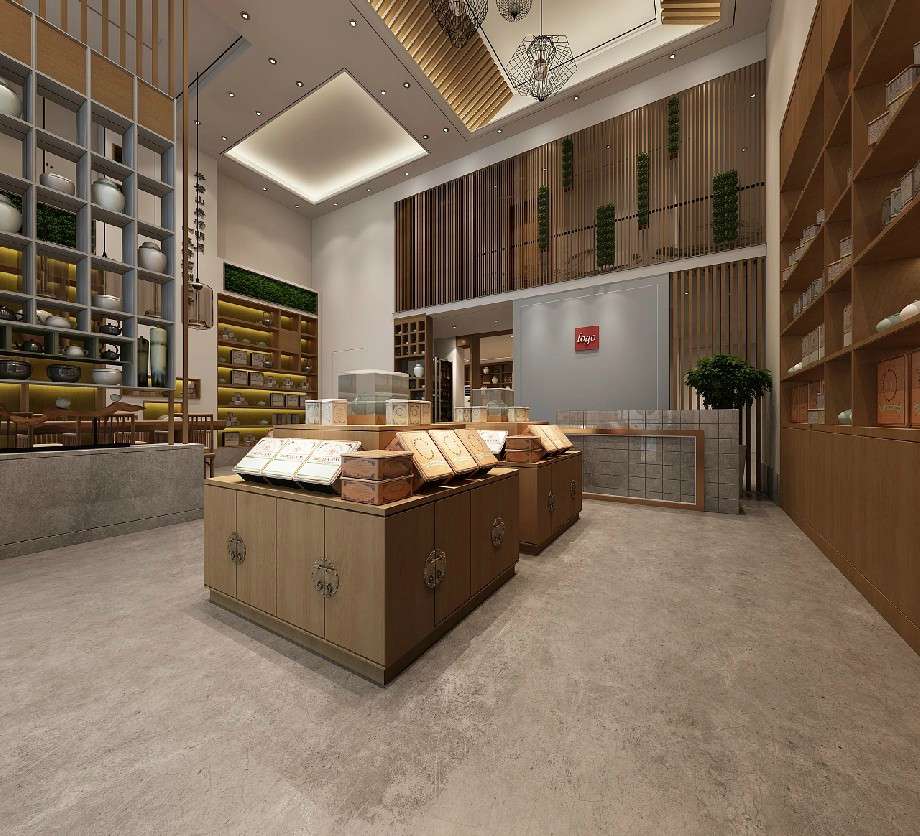 中式風格茶葉店裝修設(shè)計效果圖