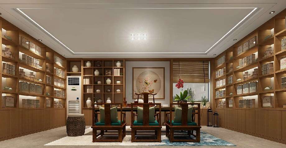中式風格茶葉店裝修設(shè)計效果圖