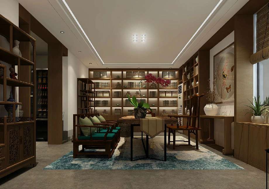 中式風格茶葉店裝修設(shè)計效果圖