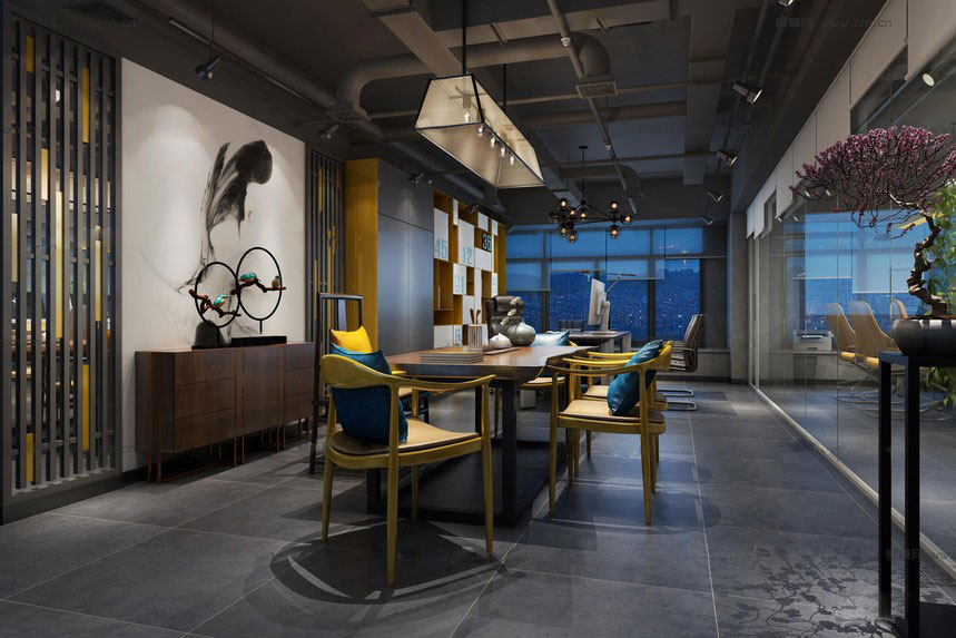 鄭州辦公室設計-工業(yè)風辦公室設計效果圖