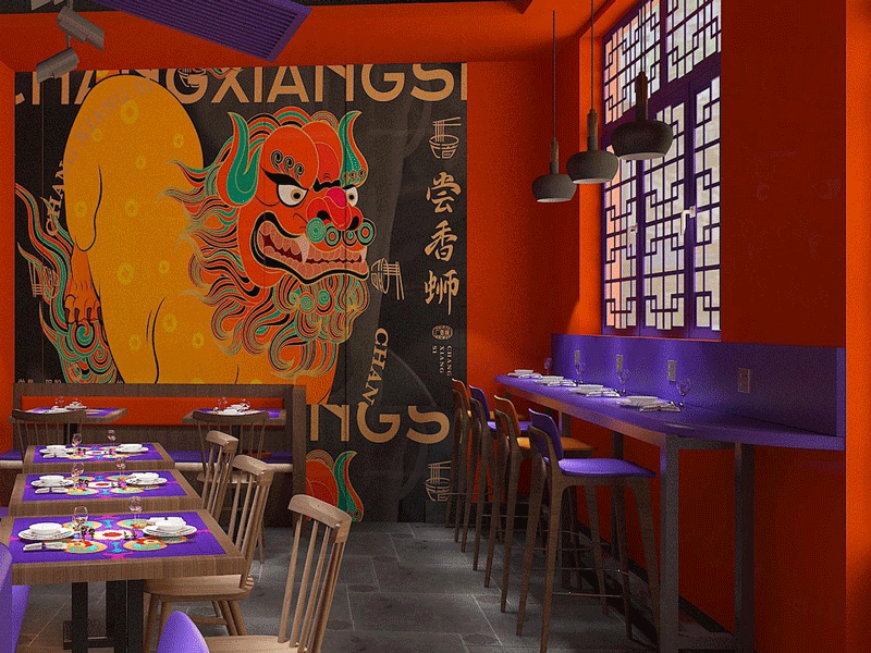 160平米國潮風(fēng)螺螄粉店鋪裝修設(shè)計(jì)