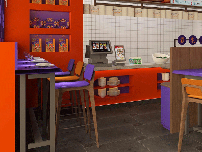 160平米國潮風(fēng)螺螄粉店鋪裝修設(shè)計(jì)