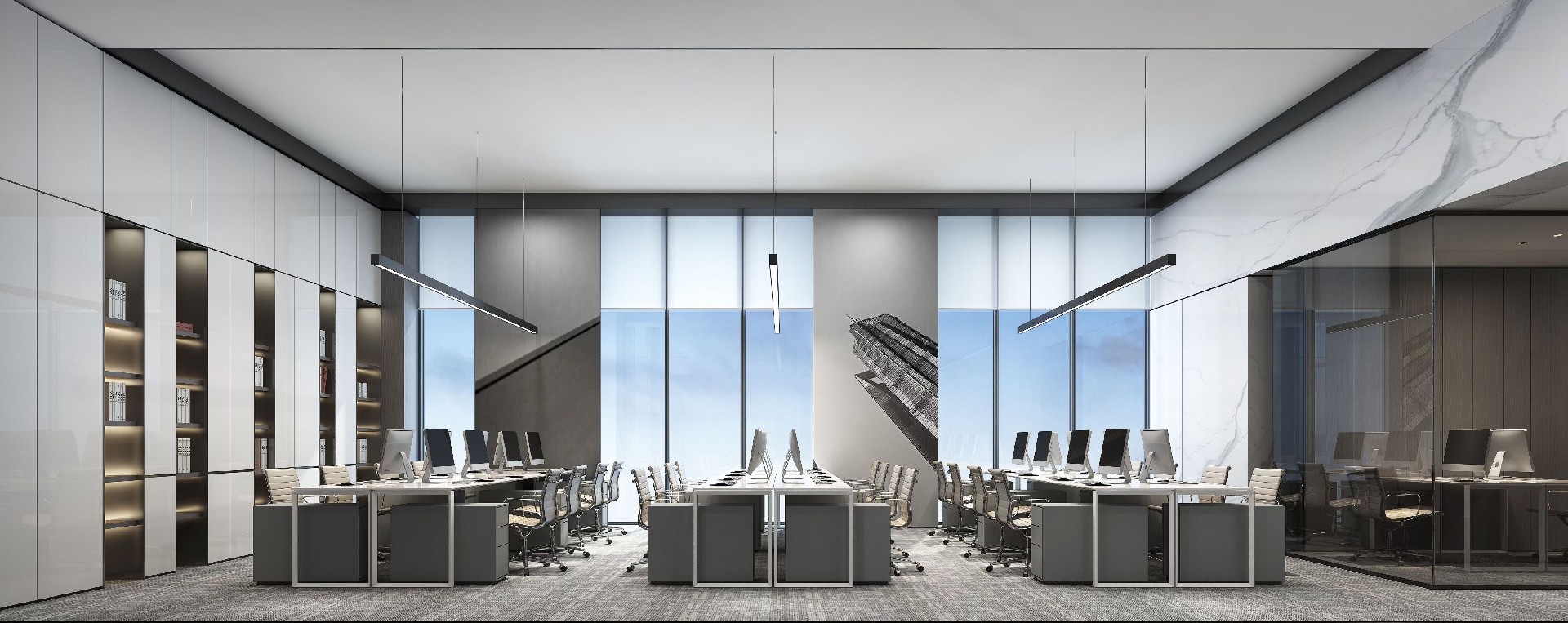 700平米極簡辦公室裝修設(shè)計(jì)效果圖