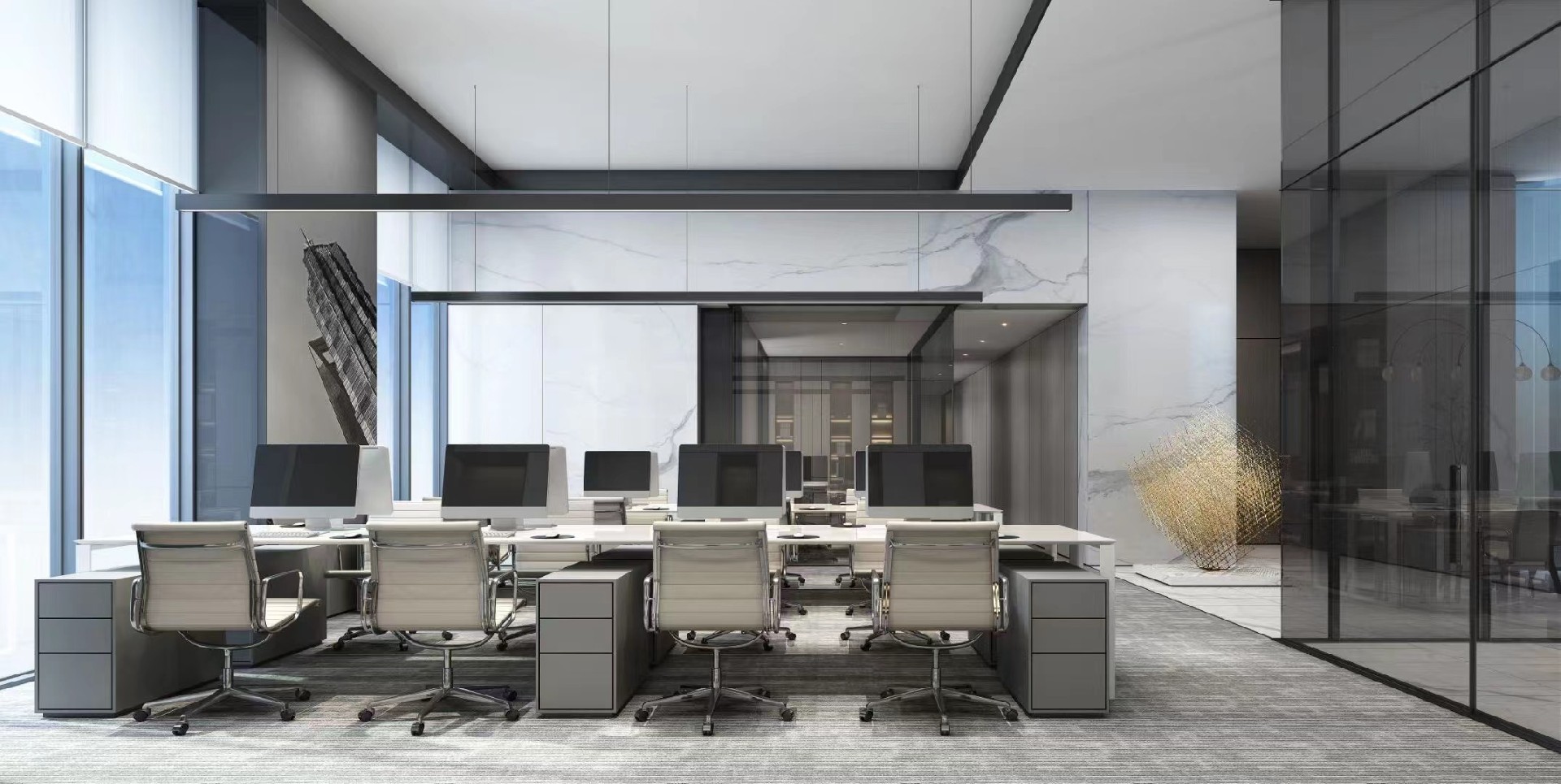 700平米極簡辦公室裝修設(shè)計(jì)效果圖