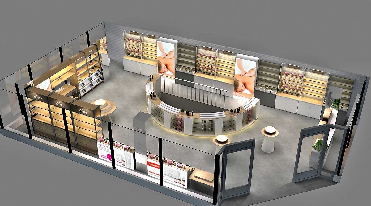 90平米化妝品專賣店裝修設(shè)計效果圖
