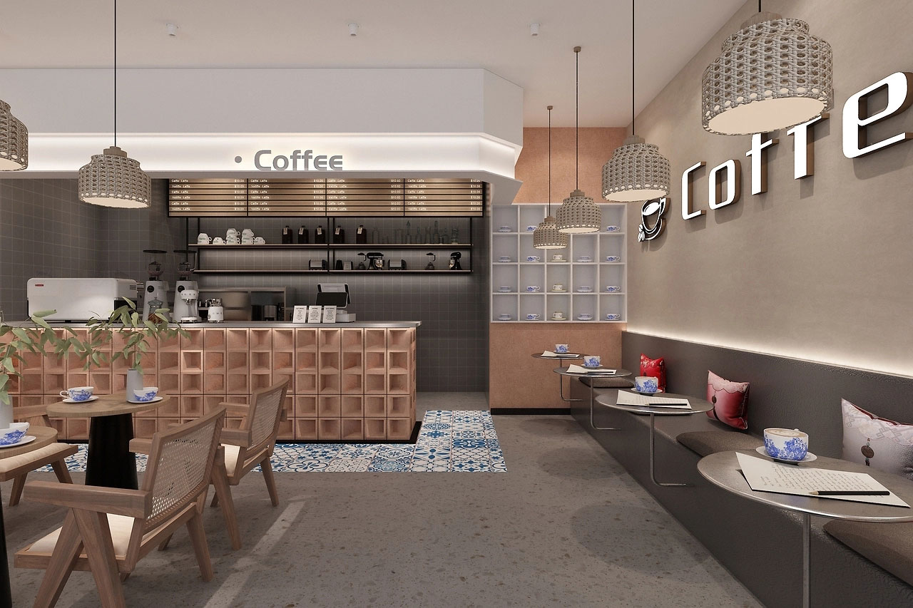 159平米鄭州咖啡店裝修設(shè)計(jì)效果圖