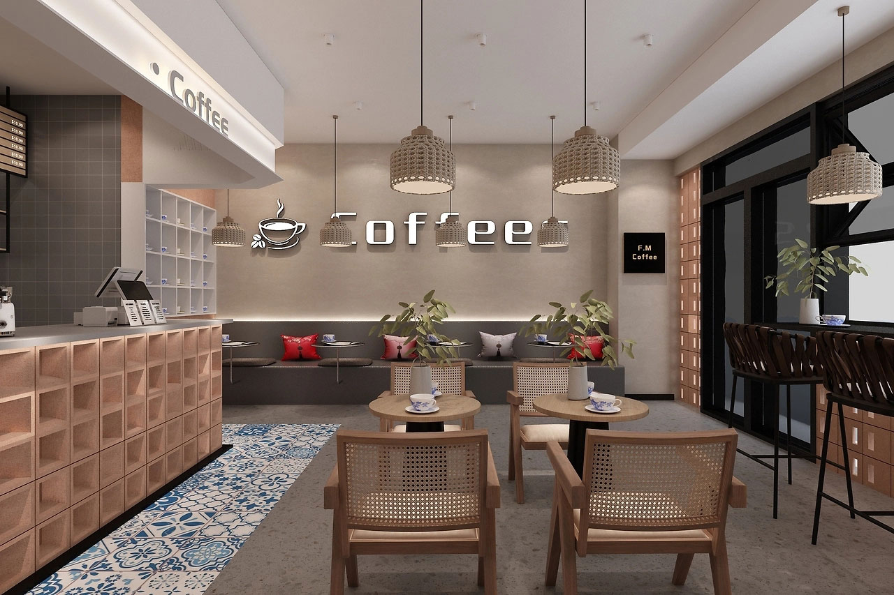 159平米鄭州咖啡店裝修設(shè)計(jì)效果圖