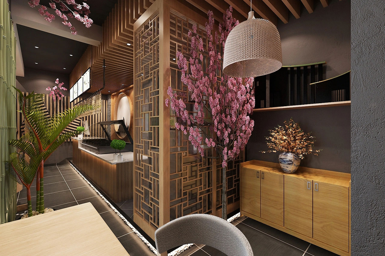 187平米中式餐館裝修設(shè)計效果圖