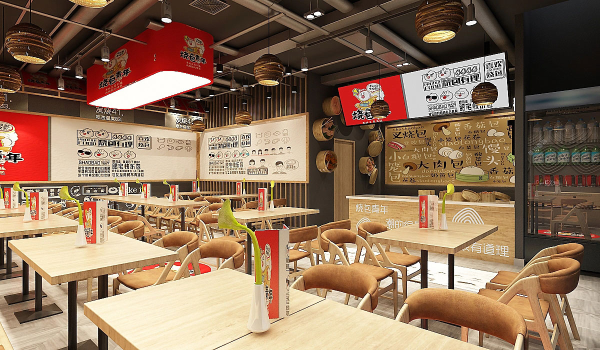 83平米鄭州早餐店面裝修設(shè)計效果圖