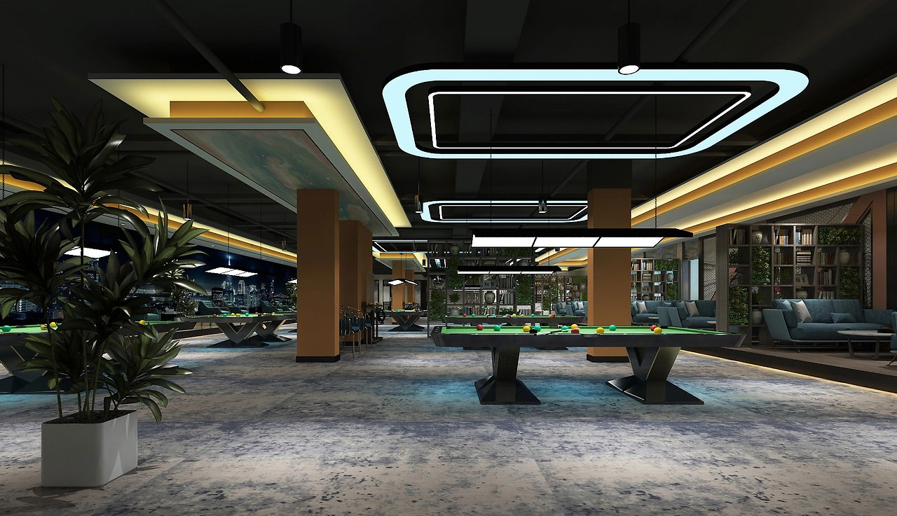 314平米鄭州臺球館裝修設(shè)計效果圖