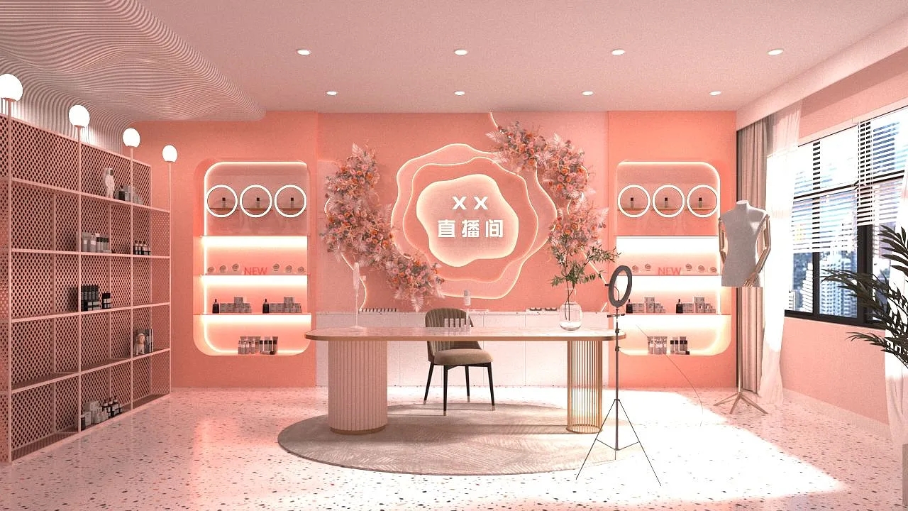 直播間背景墻設計搭建，直播間背景墻裝修效果圖