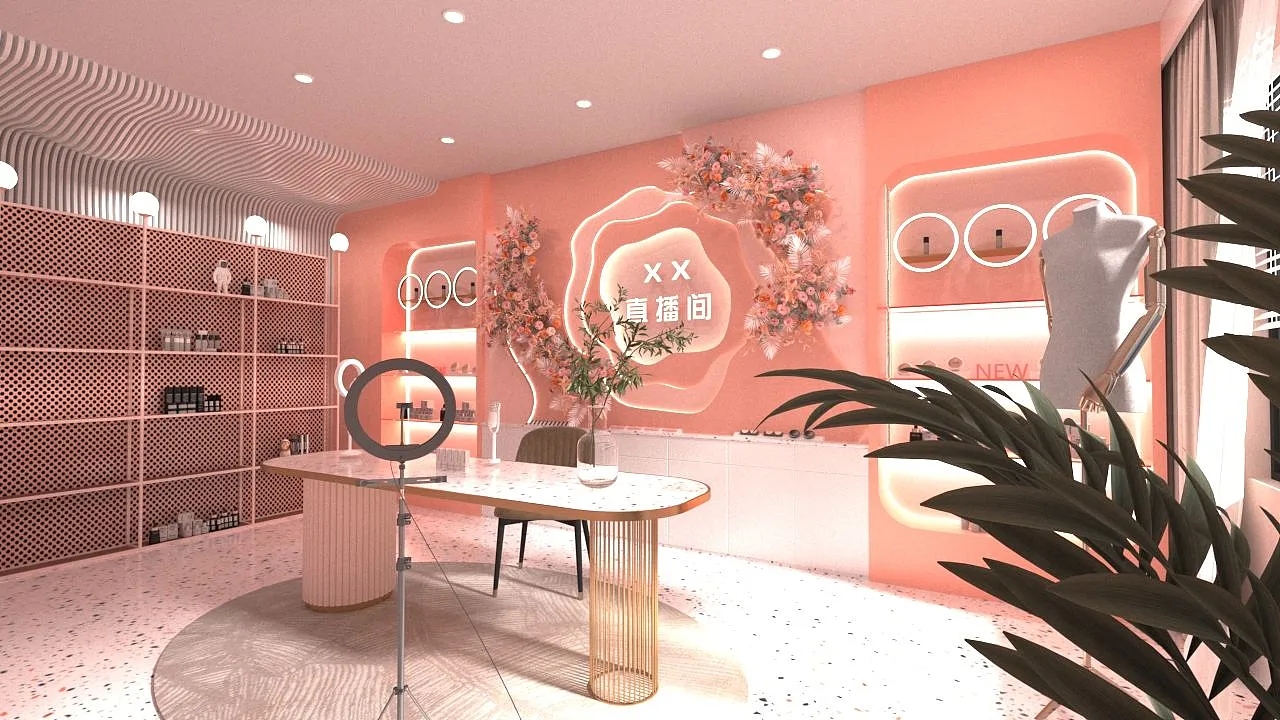 直播間背景墻設計搭建，直播間背景墻裝修效果圖