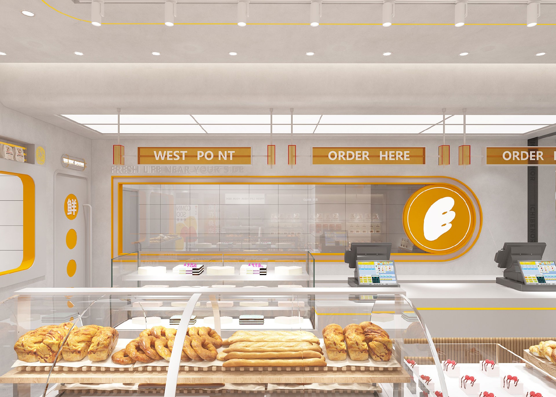 60平米鄭州烘焙店設(shè)計(jì)效果圖