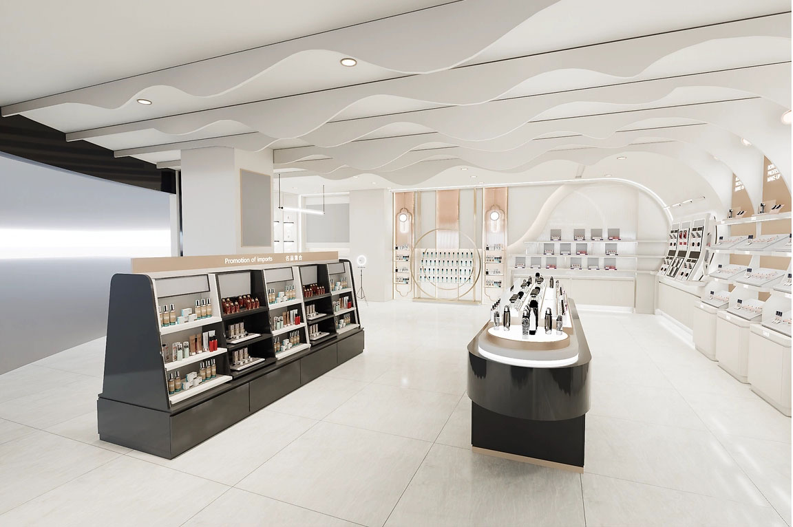 90平米鄭州化妝品店直播間設(shè)計(jì)效果圖