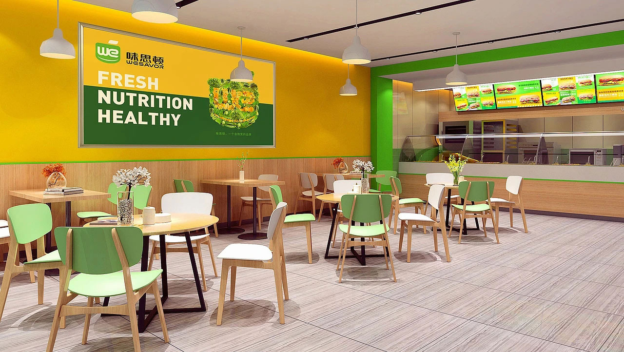 115平米鄭州漢堡店裝修設(shè)計(jì)效果圖