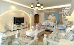 清新淡雅的冷色系田園風(fēng)格大戶(hù)型裝修效果圖