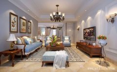 鄭州淡雅美式田園風(fēng)格大戶(hù)型裝修效果圖